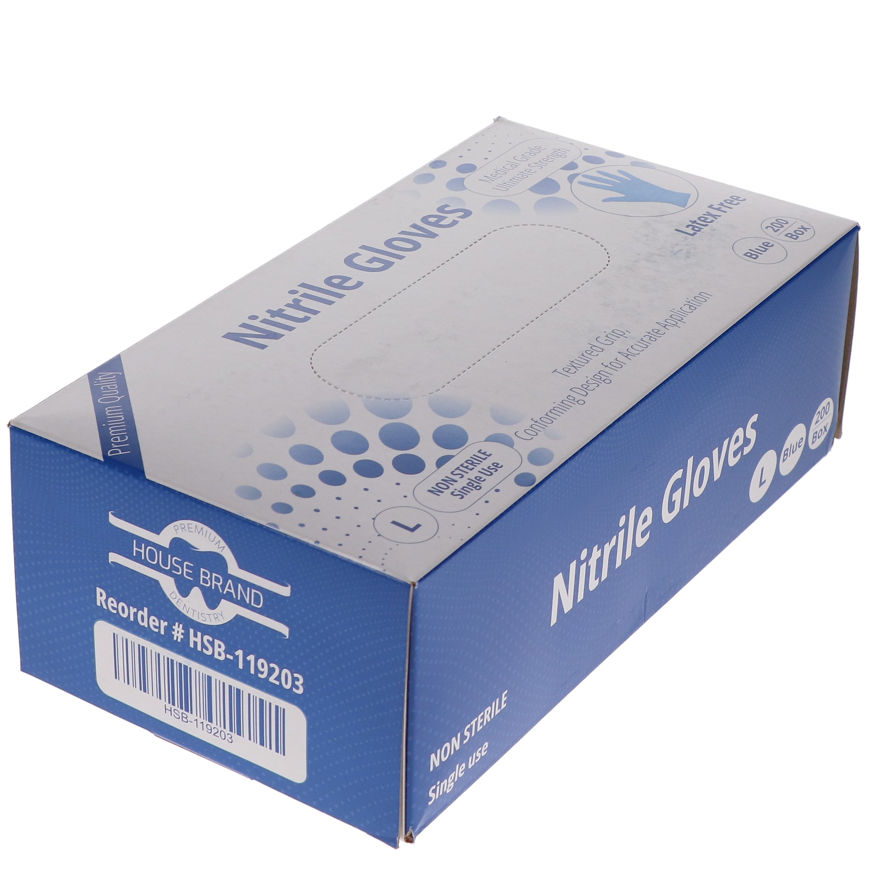 House Brand Dentistry 119203 HSB Nitrile Exam Gloves Large 200/Bx House Brand Dentistry 119203 HSB Nitrile Exam Gloves Large 200/Bx